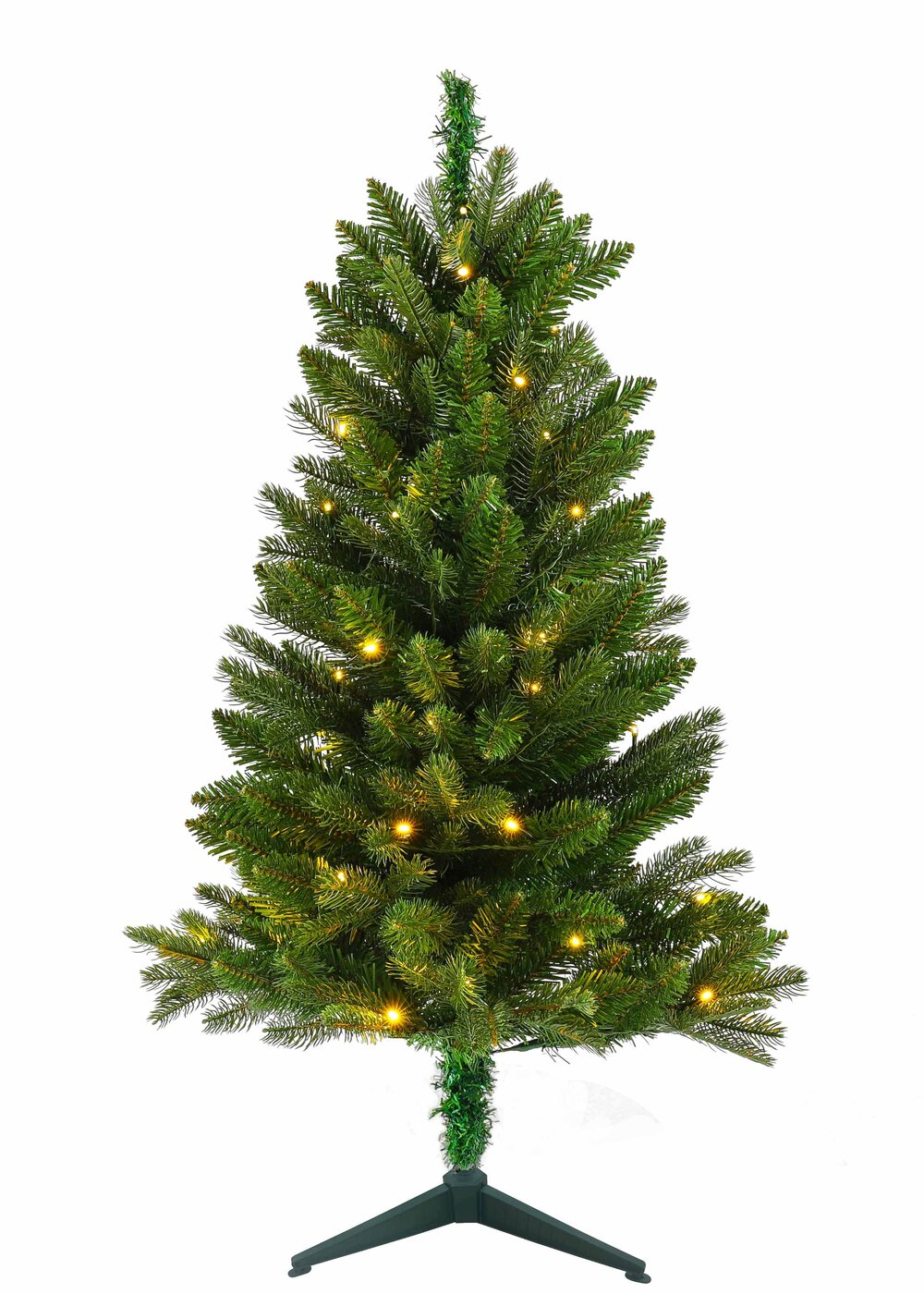 Kunstigt juletræ med lys, Grøn - H90 x D55 cm.